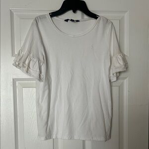 Polo Ralph Lauren White Ruffle Sleeve Tee